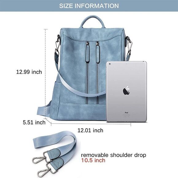 OLYE Leather Backpack for Women- BLUE main image 5